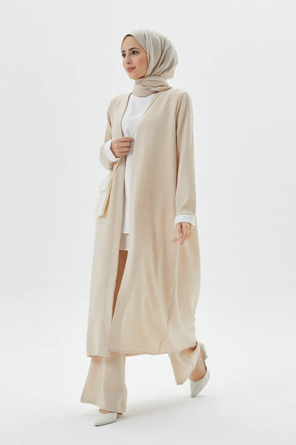 Beige Abaya 3-Piece Set  A Modest Outfit for Any Occasion