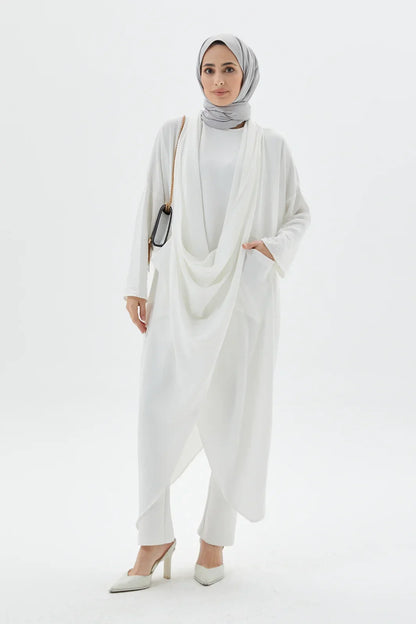 White Cross Abaya Modest Outfit Exclusively on Turkista